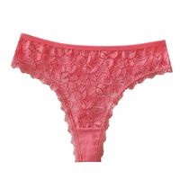 Celana Dalam Wanita Seksi Gaya Eropa-Amerika, Bahan Katun, Bagian Crotch Bernapas, Model Thong, Bahan Nilon Berenda