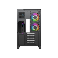 Penjualan terlaris Casing komputer Desktop Panorama 3 kaca Tempered cepat dirilis Casing kabinet game ATX bawaan dengan 2 kipas belakang