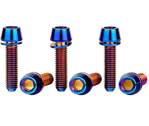 Tornillo hexagonal de titanio M5x16 de 18 mm con cabeza cónica y arandela para ejes de bicicleta. - Product Image 1