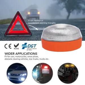 SGS Approved V16 Traffic Road Safety Flare Strobe Signal Light Magnetic Emergency Fault Light Led Yellow Car Warning Light