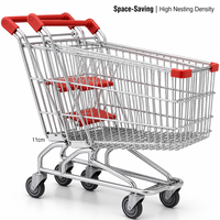 Chariot de supermarché en métal de style européen haute résistance et fiable, 60L-240L, avec accessoires personnalisés pour les magasins d'alimentation modernes