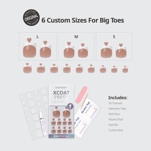 BTArtbox Kit de <span class=keywords><strong>faux</strong></span> ongles d'orteils en <span class=keywords><strong>gel</strong></span> souple carrés, 30 pièces, style French, à presser, vente en gros - Product Image 5