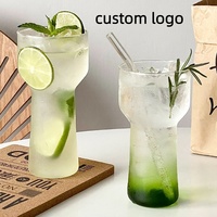 Gobelet en verre givré avec logo personnalisé, forme incurvée créative, gobelet à boire en verre pour cocktail, jus, boisson