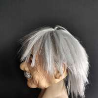 Accessoire de déguisement Cosplay de fête d'Halloween Masque de vieil homme réaliste avec cheveux et barbe argentés pour costumes et mascarades
