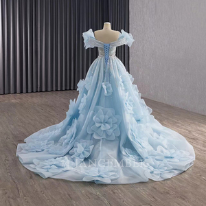 Robes de soirée bleu clair à porter de deux façons, ornées de cristaux et de perles 3D, élégantes robes de soirée formelles pour mariages Rsm251104 - Product Image 5