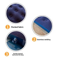 Matelas gonflable de camping pour une personne, portable et pliable, avec pompe de gonflage intégrée, épaisseur 22 cm, PVC floqué