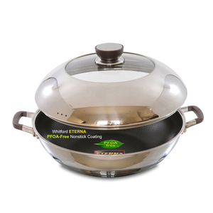Nuevo producto <span class=keywords><strong>Wok</strong></span> Pan Hybrid <span class=keywords><strong>Wok</strong></span> de 12 pulgadas con tapa Woks reutilizables de acero inoxidable antiadherentes - Product Image 4