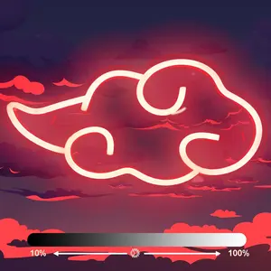 שלט ניאון אנימה, שלטי ניאון ענן אדום LED לעיצוב קיר, אור ניאון לילה USB