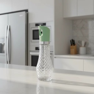 Bouteille pulvérisateur d'huile en verre 260 ml, distributeur d'huile à pression avec bouchon anneau argenté, pour cuisine, barbecue, usage domestique, durable - Product Image 5