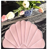 Set de table irrégulier YY en PU, style contemporain, 50*35cm, élégant, en cuir rose en forme de coquille