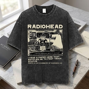 Factory Custom Men T-<strong>shirt</strong> Bends Vintage Letter Pattern 100% Cotton Washed Short Sleeve Regular Fit Breathable Unisex T-<strong>shirt</strong> - Product Image 2