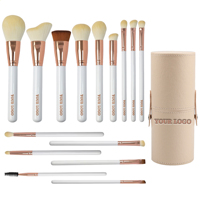 Ensemble de pinceaux de maquillage en poils synthétiques de qualité supérieure, 15 pièces, logo personnalisé professionnel, marque privée, pinceaux cosmétiques en gros, directement de l'usine
