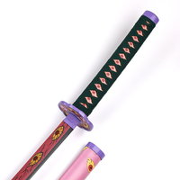 Réplica de Arma de Anime Japonés Demon Slayer de 102 cm, Katana Samurai Real con Aleación de Zinc y Saya de Madera, Espada de Juguete de Media Espiga