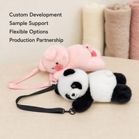Sac à dos en peluche au design panda fourrure, nouveau modèle très populaire, sac à dos en peluche personnalisé en forme de cochon mignon pour enfants
