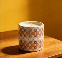 FORTUNE BOLIN Tasse en céramique imprimée élégante Bougie parfumée Maison Vacances Style bohème Bougie parfumée à la cire de soja sans fumée