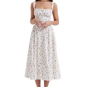 Vestidos Midi Casuales y Sexys de Alta Calidad para Mujer, Color Sólido, Estampado Floral, Venta al Por Mayor, Personalizados OEM ODM, Cintura Natural, para Otoño - Product Image 4