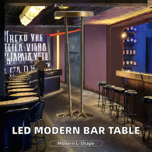 Comptoir de bar commercial en forme de L moderne avec éclairage LED blanc translucide - Conception durable pour club, restaurant, sous-sol, appartement - Product Image 2