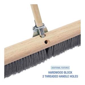 Boardwalk 20436 Floor <b>Cleaning</b> <b>Brush</b> Head 36\" <b>Long</b> <b>Handle</b> <b>with</b> 3\" Gray Flagged Polypropylene Sponge for Kitchen Use - Product Image 6