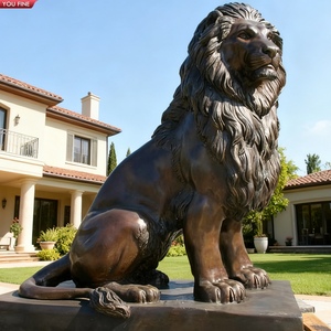 YOUFINE Sculpture murale dorée en bronze Tête de lion, moulée à la main, relief 3D, pour la décoration de portails de villas européennes, de cours et de murs en pierre - Product Image 5