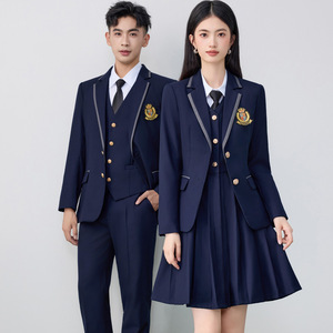 Student Style British Jk Uniform Skirt Women Long Sleeve Polyester School Wear Fall 2025 Campus Class Uniform Set - Product Image 1