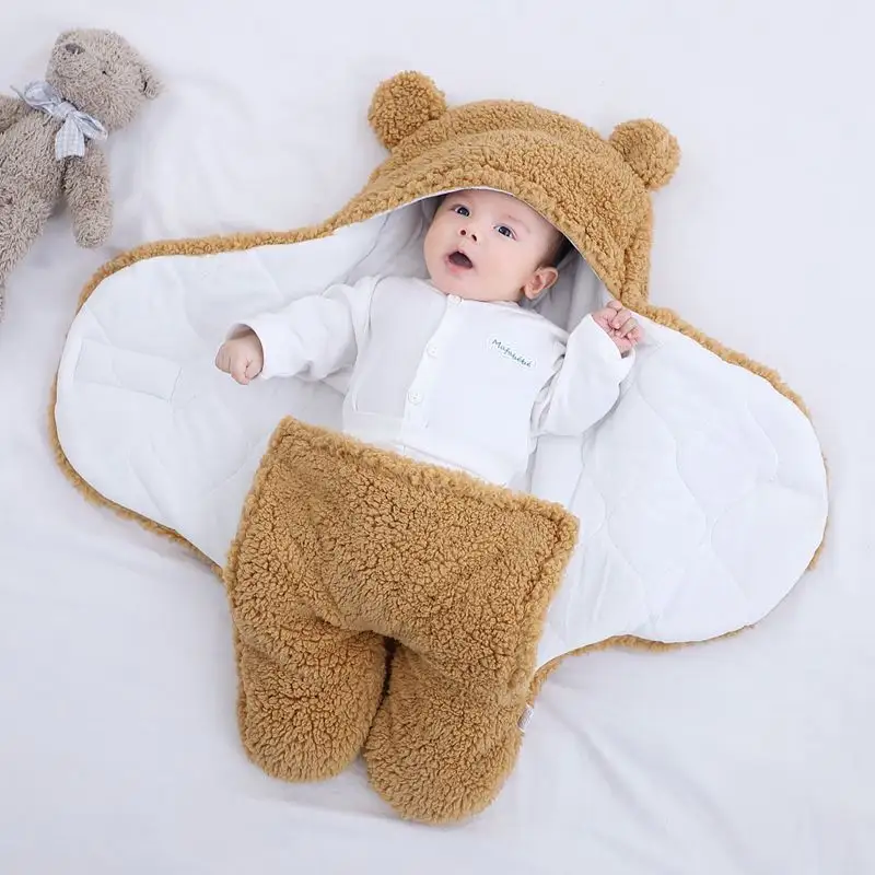 Great Newborn Lamb Velvet Swaddling Thickening Split Leg Quilt Baby Quilted Sleeping Bag Wrapper Stroller Bed Autumn and Winter
