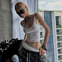 Soutien-gorge de sport blanc uni à col en V pour femme, style euro-américain, sans manches, débardeur tricoté respirant à séchage rapide