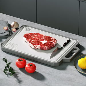 Tabla de cortar de acero inoxidable, rectangular, extra grande, de calidad alimentaria, antibacteriana, juego de cuchillos de cocina para carne y verduras - Product Image 1