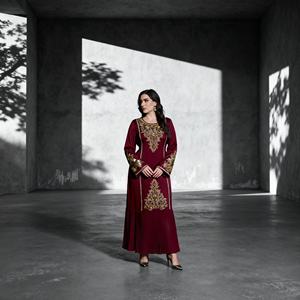 High Quality Custom Hot-fix Rhinestones Polyester Luxury Elegant Party Abaya for Muslim Women Wholesale - Product Image 2