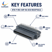 60-Pin 1,27mm Weiblicher MDR SCSI Rechtwinkliger Platinenstecker Buchse 5175474-7 CHAMP 050 Server Telekom Industrie PCB Lechuan