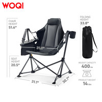 Fauteuil de camping rembourré surdimensionné WOQI, chaise balançoire compacte et robuste avec poches de rangement, chaise de camping portable à bascule