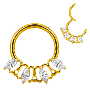 ASTM F136 titanio CNC Set 3 Marquesa CZ segmento anillos moda cuerpo joyería nariz Piercing con circón para la boda de los niños - Product Image 4