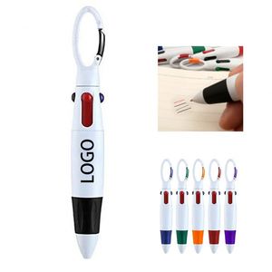 Custom Logo 4-in-1 Multi-color Shuttle Pen With Carabiner Clip <b>Creative</b> Promotional <b>Gift</b> Pen for Trade Show Giveaway Bulk Sale - Product Image 1