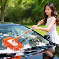 Brosse de lavage de voiture à manche rétractable et flexible, en microfibre douce, sans rayures, outil de detailing automobile, poignée ergonomique pour voiture, camion, SUV