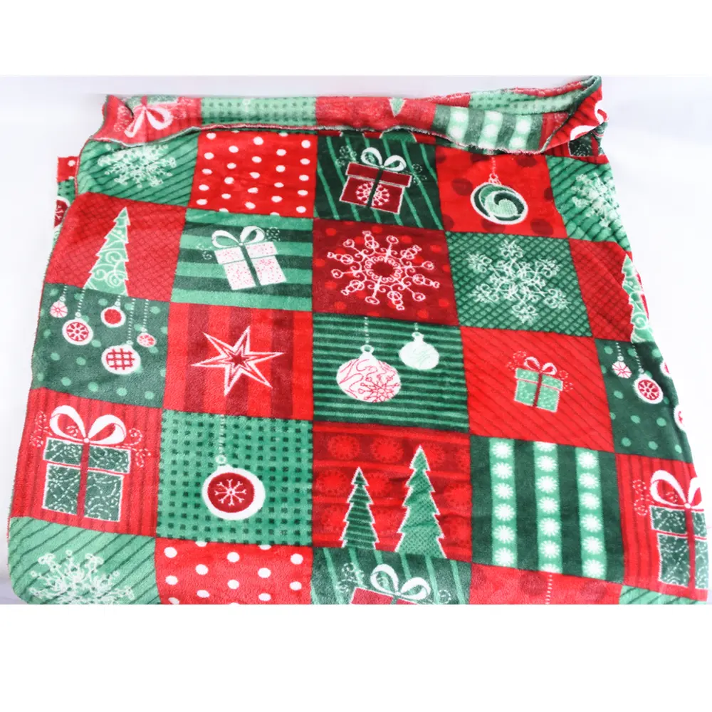 100% фланель флис ткань ff-007 Рождественский дизайн из Полар-флиса ткань