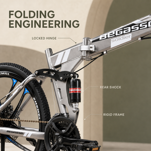 BeGasso Faltbares Mountainbike Doppelte Stoßdämpfung Scheibenbremse Variable Geschwindigkeit Unisex Vorder-/Hinterradfederung 120kg Carbon - Product Image 2