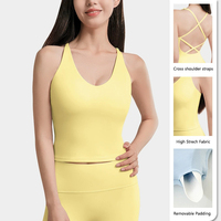 Soutien-gorge de sport sexy, ensemble de yoga, soutien-gorge de yoga dos croisé couleur chair et doux pour la peau, ensemble de fitness, haut à séchage rapide