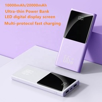Logo personnalisé Portable 66W PD Chargeur rapide 20000mAh 10000mAh Double sortie USB Type C Powerbank Affichage numérique Power Bank universel