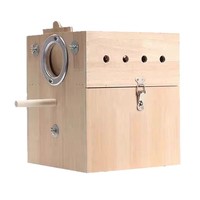 Nichoir vertical en bois pour oiseaux, avec couvercle articulé et trou de drainage, pour perruches, agapornis, calopsittes, conures, grand modèle robuste