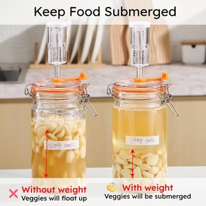 Pot <span class=keywords><strong>de</strong></span> Fermentation en Verre <span class=keywords><strong>de</strong></span> 1 Litre, Compatible Lave-Vaisselle, Kit <span class=keywords><strong>de</strong></span> Fermentation pour Choucroute, Sauce Piquante, Miel et <span class=keywords><strong>Cidre</strong></span>, Lot <span class=keywords><strong>de</strong></span> 2 - Product Image 5