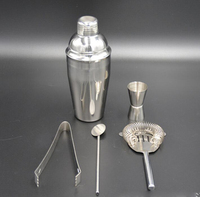 Ensemble de shakers à cocktail en acier inoxydable-Kit de barman de 5 pièces avec passoire à martini et cuillère à mélanger en verre à liqueur