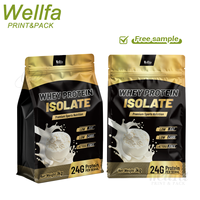 Sachets en plastique refermables à fond plat en aluminium pour poudre d'isolat de protéines de lactosérum de qualité alimentaire 1 kg