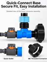 Adaptateur de robinet pour conteneur IBC, raccord de surélévation pour un seul IBC, bec de type laitier, valve droite, tuyau droit de 0,25 m/0,5 m pour fût