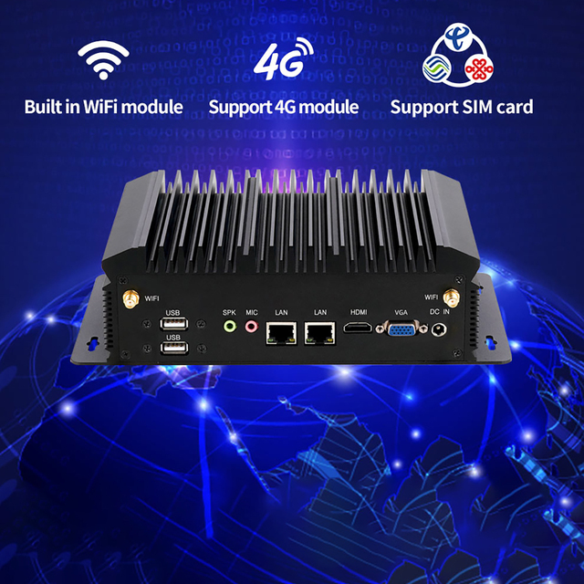 ZOOMWIN Industrial Fanless PC Rugged Embedded Computer with 2 COM RS232 Multi USB Fanless Mini Desktop for POS Automation Kiosk