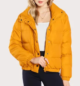 OEM Thiết Kế Ladies Áo Gió Coat Orange Dài Tay Áo Puffer Của Phụ Nữ Xuống Áo Khoác