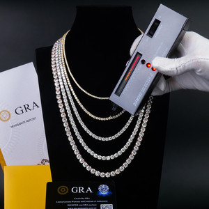 Collar de Moissanita Redonda de Corte Brillante de 16/18/20/22/24 Pulgadas para Hombre y Mujer, Cadena de Tenis Estilo Hiphop, Plata 925, Oro Rosa, Oro Amarillo - Product Image 3