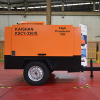 Compresseur d'air à vis diesel portable 330 Cfm avec roues 8bar 24V Air Gaz Refroidi par air KSCY-330/8
