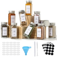 Ensemble de pots à épices carrés en verre de 4 oz (120 ml) avec couvercle en bambou B888