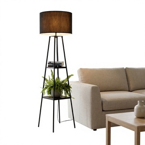 Modern Iron Floor Lamp with Multicolored Fabric Drum Shade High CRI 90 Minimalist Design LED Light Source for <b>Office</b> Use - Product Image 1