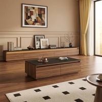 Meuble TV mural en bois de qualité ENF avec bande LED, table basse, meuble de rangement autoportant pour salon, ouverture inférieure