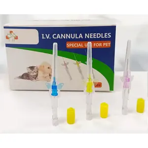 Harga produsen 22G 24G 26G dokter hewan IV cantula cateter medis I.V. Jarum kanula untuk penggunaan hewan peliharaan